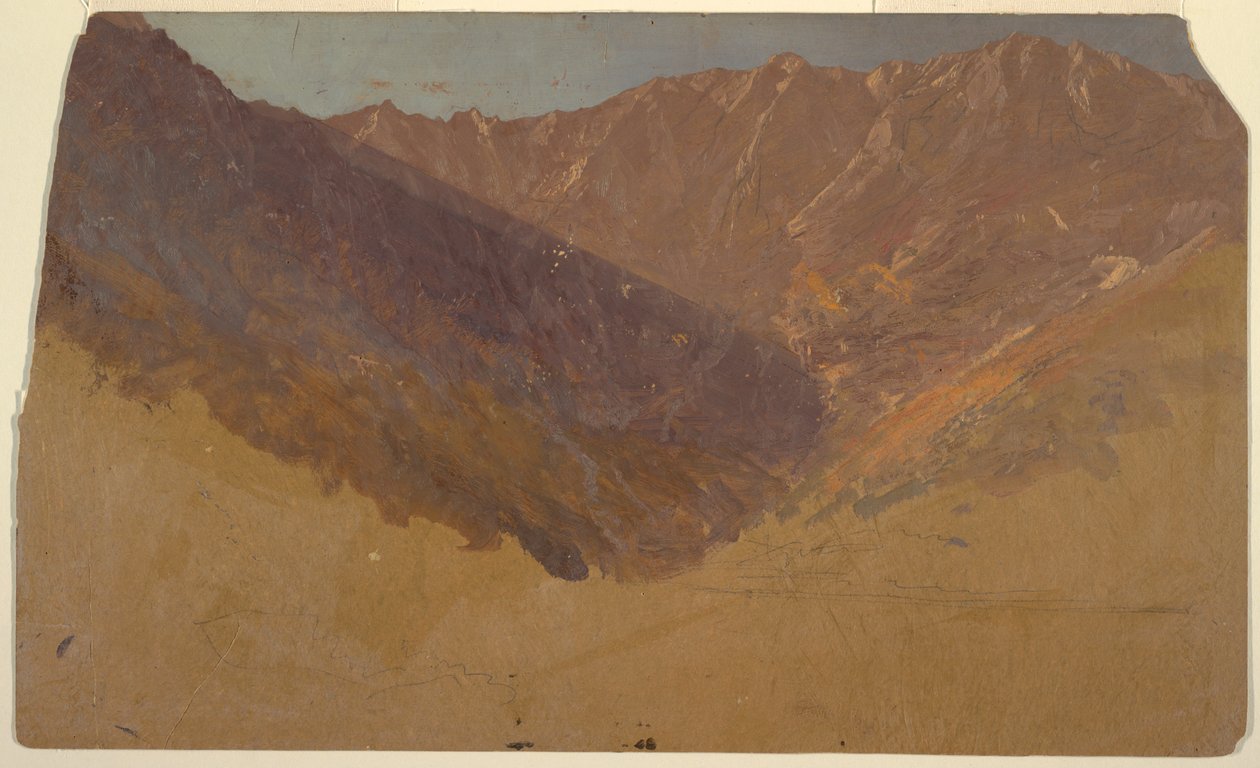 Teckning, studie av Great Basin, Mt. Katahdin, 1860-70 av Frederic Edwin Church