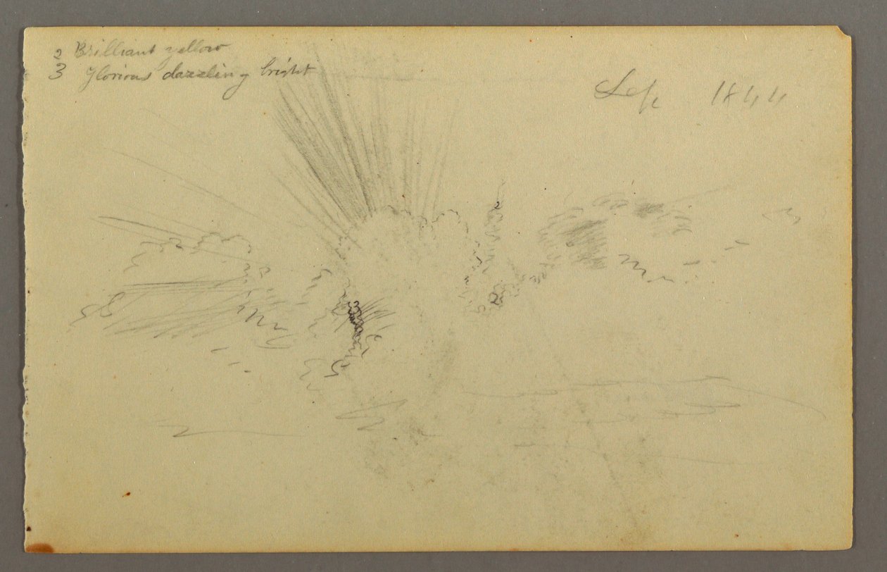 Teckning, Sol bakom moln, 1844 av Frederic Edwin Church