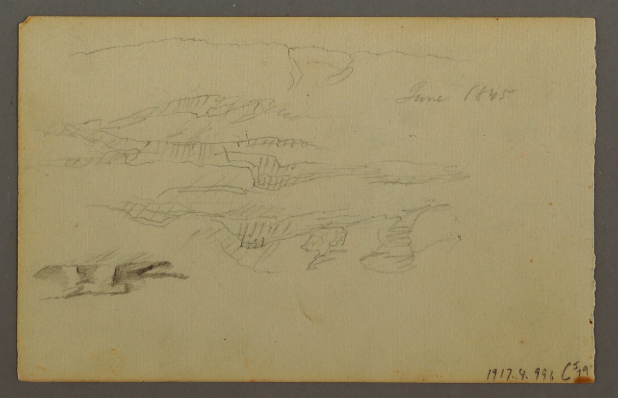 Teckning, Sol bakom moln, 1844 av Frederic Edwin Church
