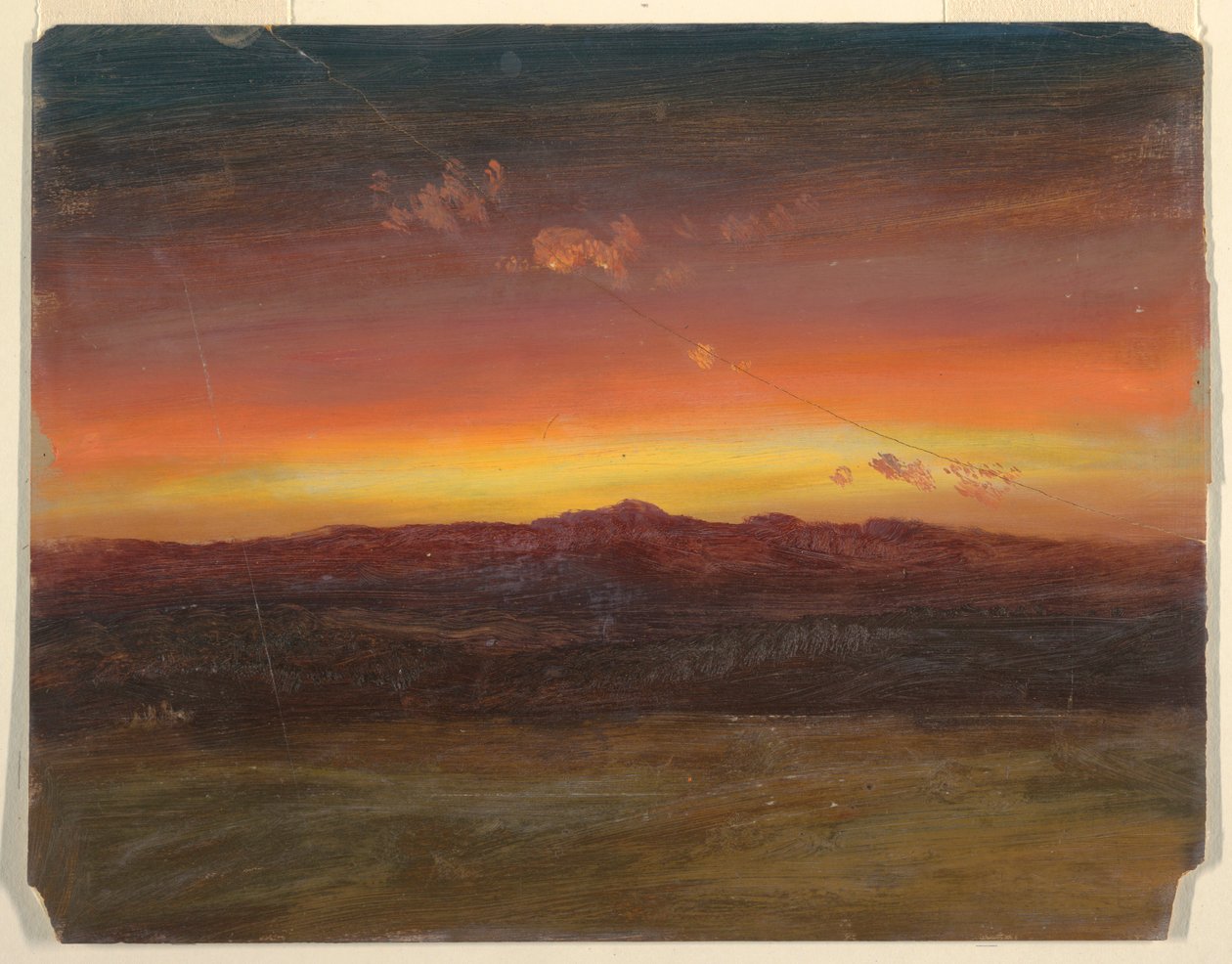 Teckning, Solnedgång, 1860-70 av Frederic Edwin Church