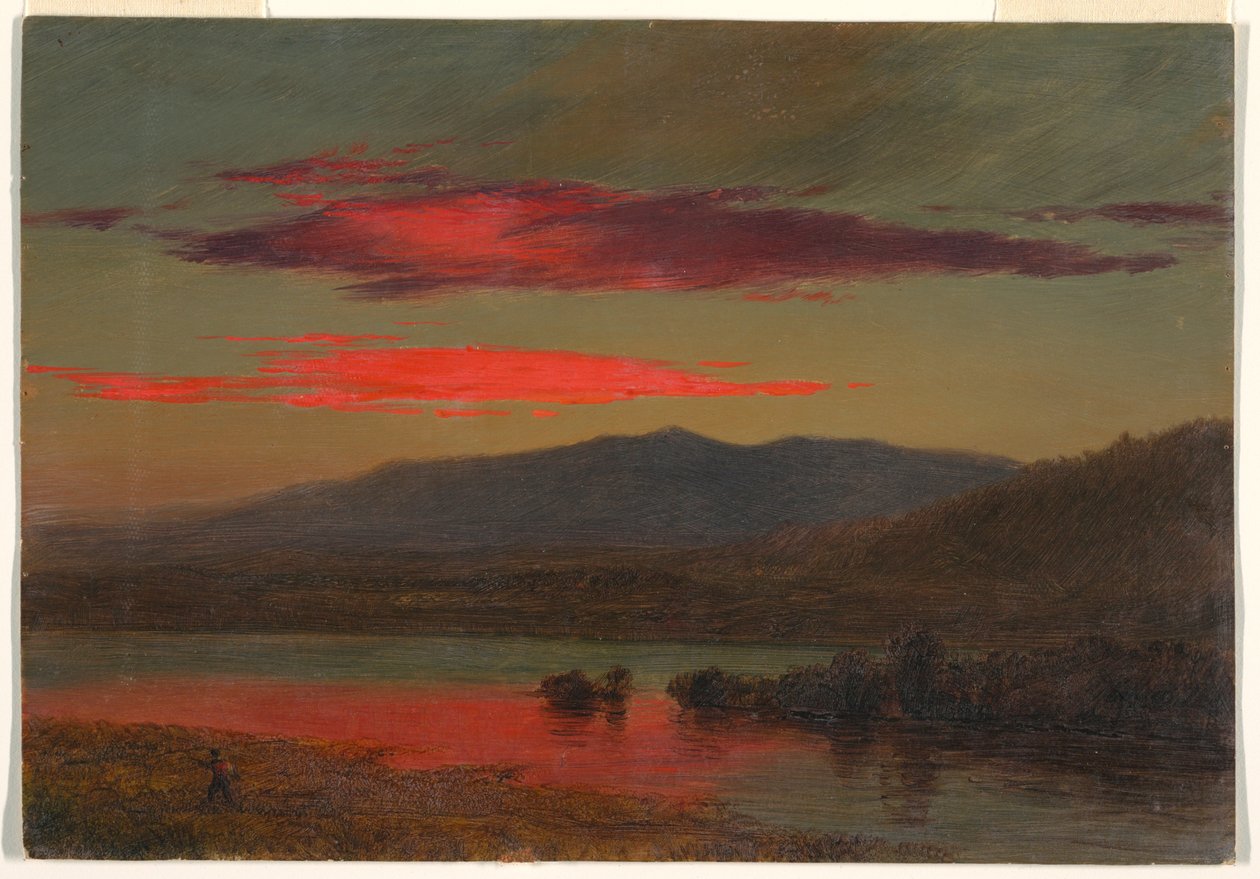 Teckning, solnedgång, Hudson, New York, 25 december 1873 av Frederic Edwin Church