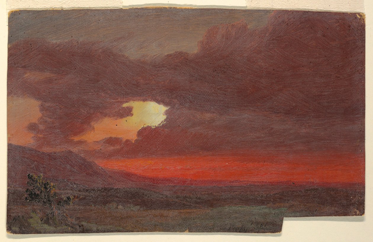 Teckning, Solnedgång, Hudson, New York, juli 1861 av Frederic Edwin Church