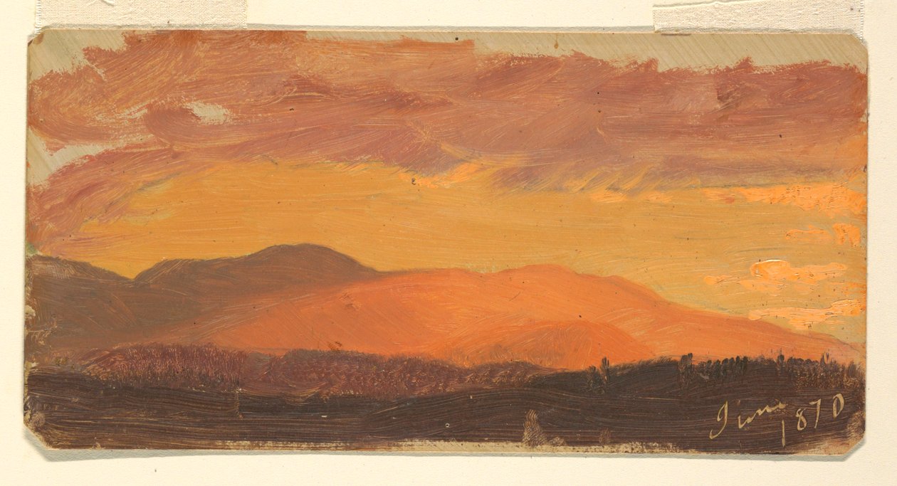 Teckning, Solnedgång, Hudson Valley, juni 1870 av Frederic Edwin Church