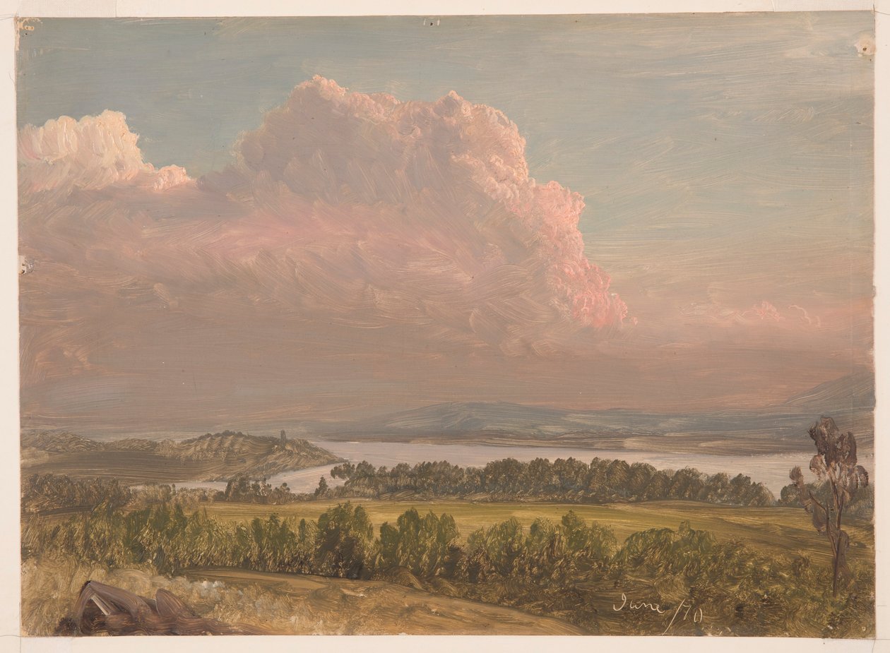 Teckning, Solnedgång över Hudson Valley, juni 1870 av Frederic Edwin Church