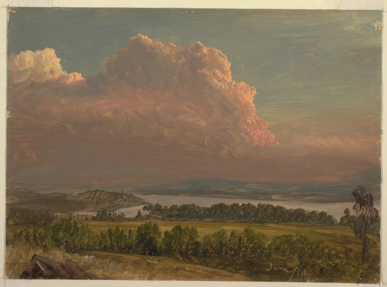 Teckning, Solnedgång över Hudson Valley, juni 1870 av Frederic Edwin Church