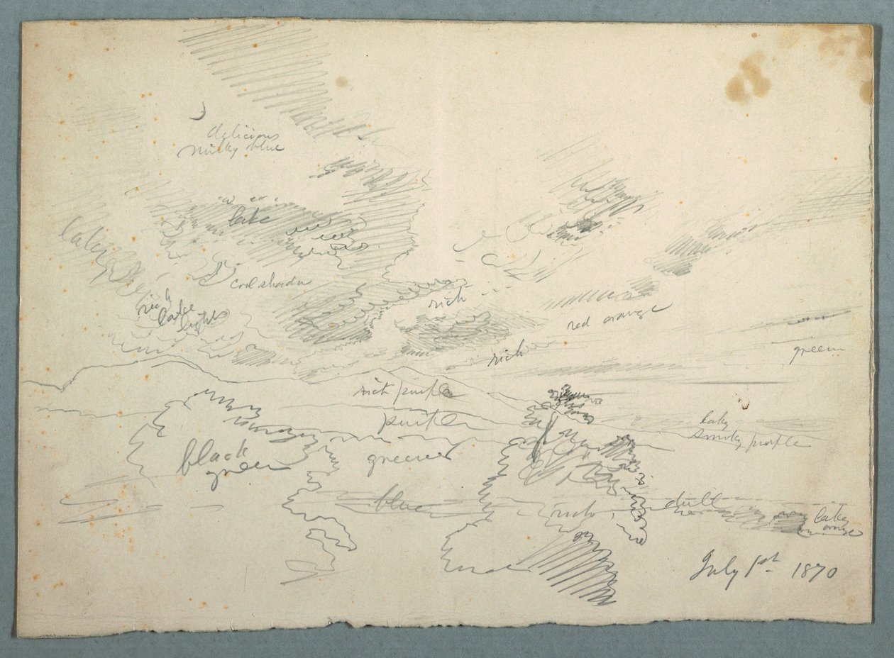 Teckning, Solnedgång från Olana, 1 juli 1870 av Frederic Edwin Church