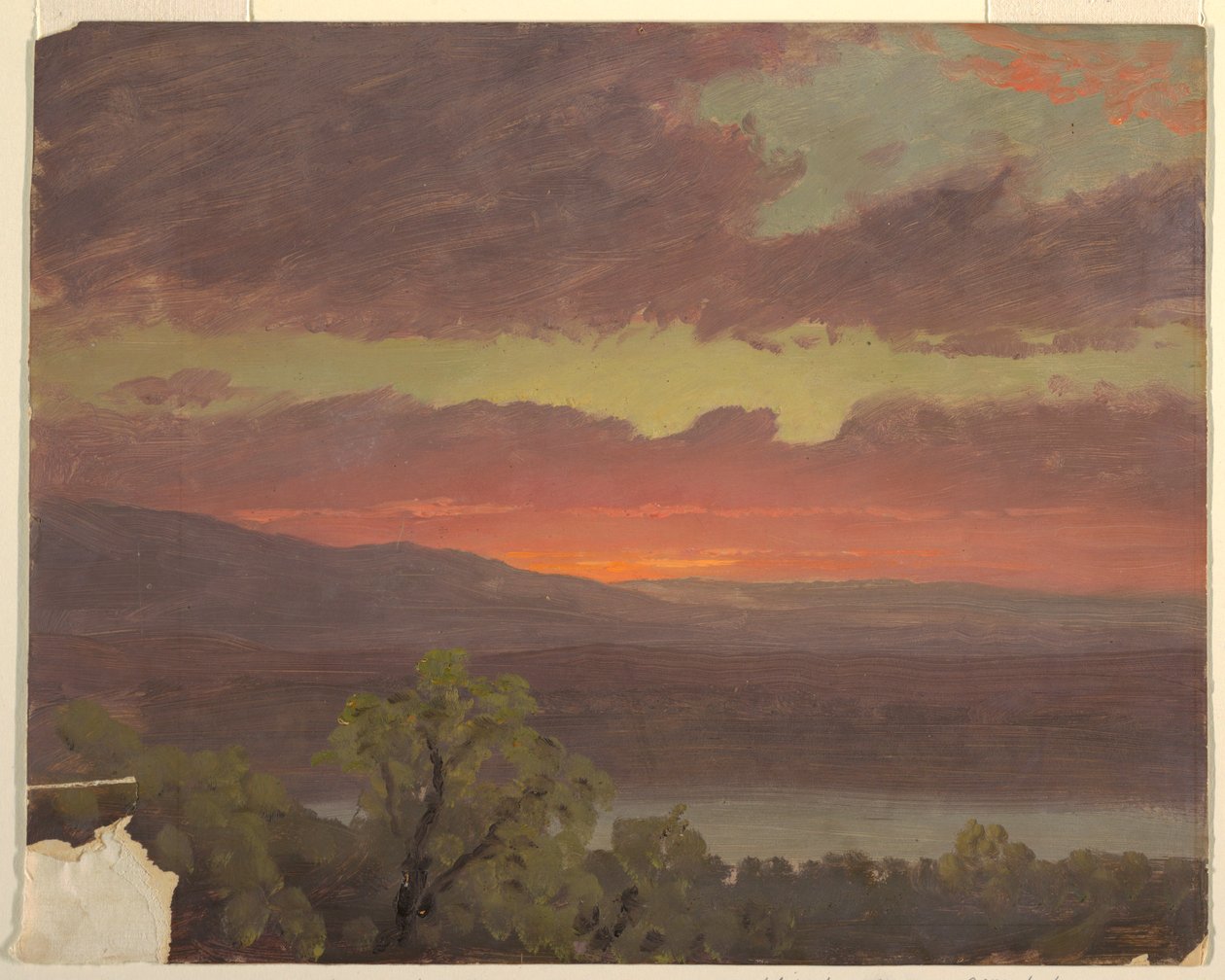 Teckning, solnedgång på Jamaica, Västindien, 1865-66 av Frederic Edwin Church