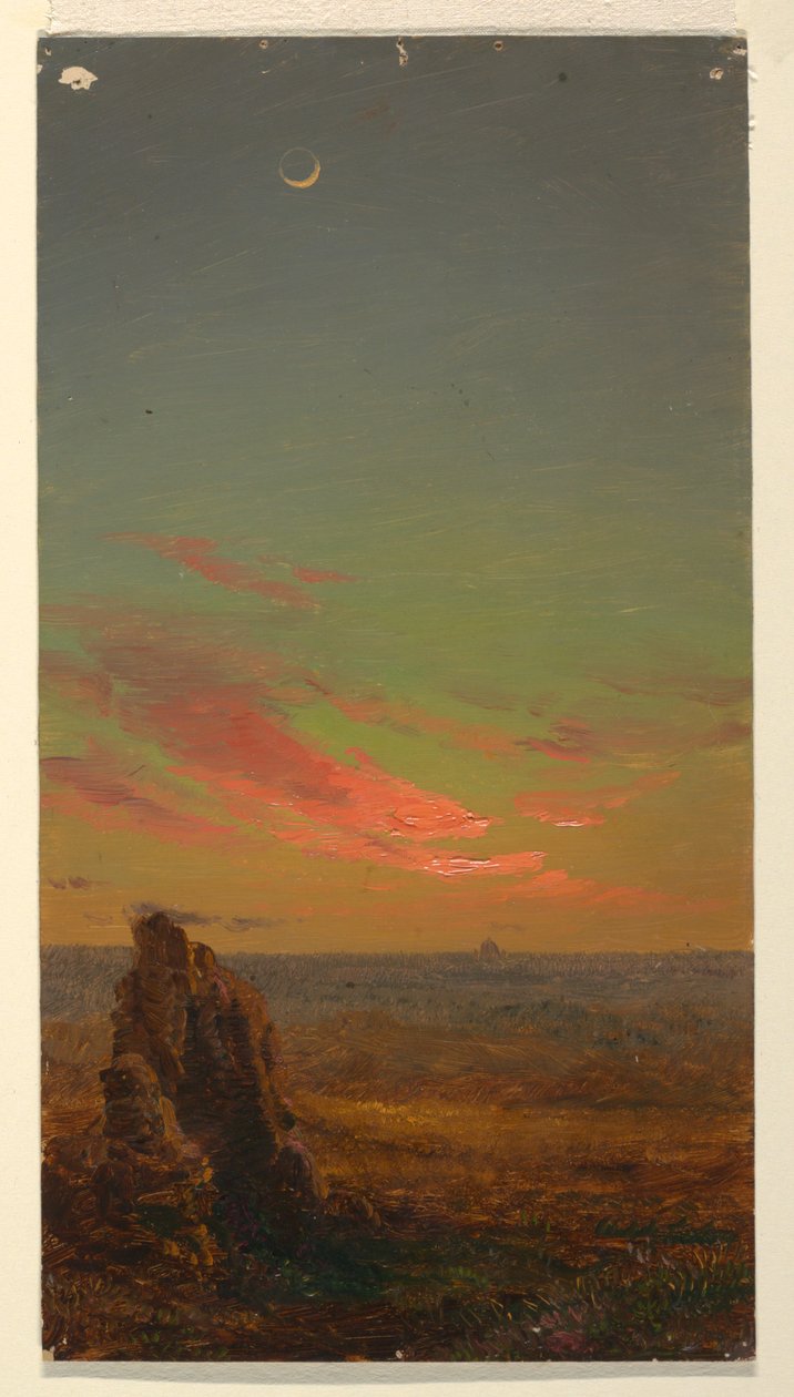 Teckning, Solnedgång nära Rom, 1868-69 av Frederic Edwin Church