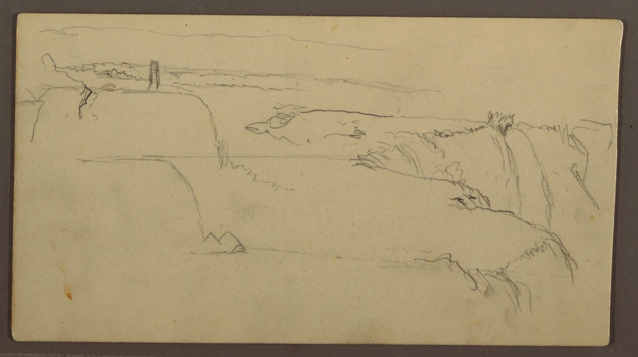 Teckning, Solnedgång över bank med fartyg, 1858 av Frederic Edwin Church