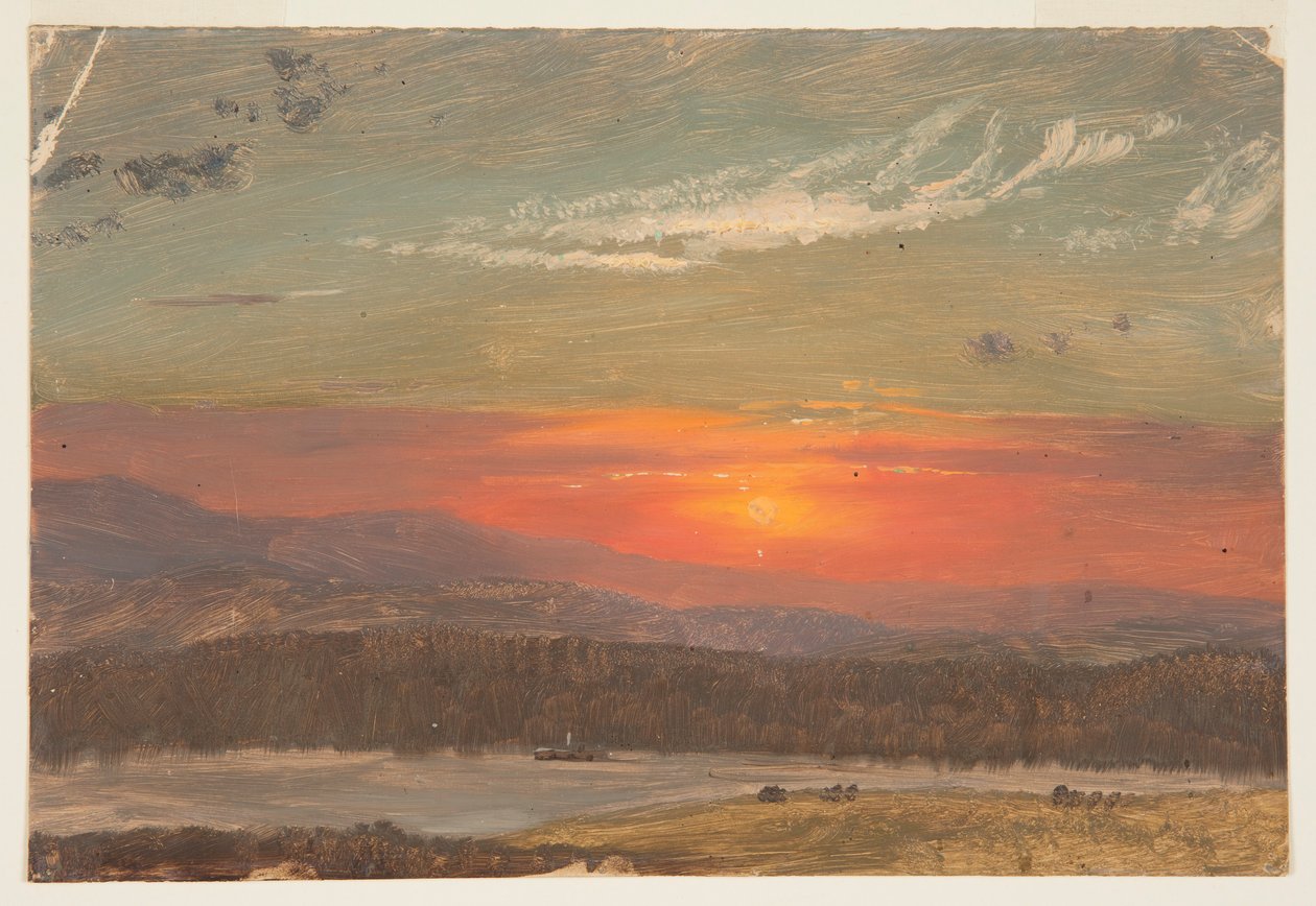 Teckning, Solnedgång över Catskills, 1870-80 av Frederic Edwin Church