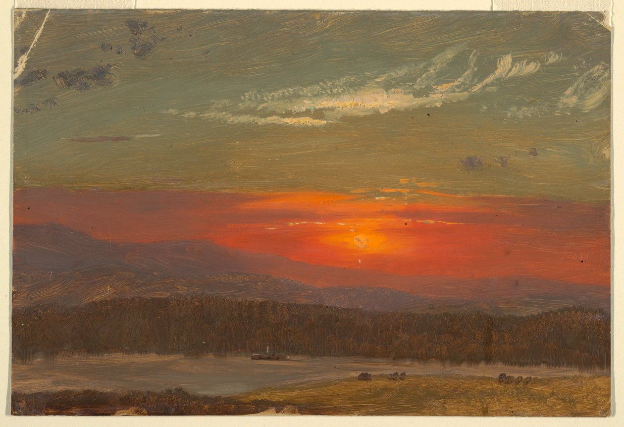 Teckning, Solnedgång över Catskills, 1870-80 av Frederic Edwin Church