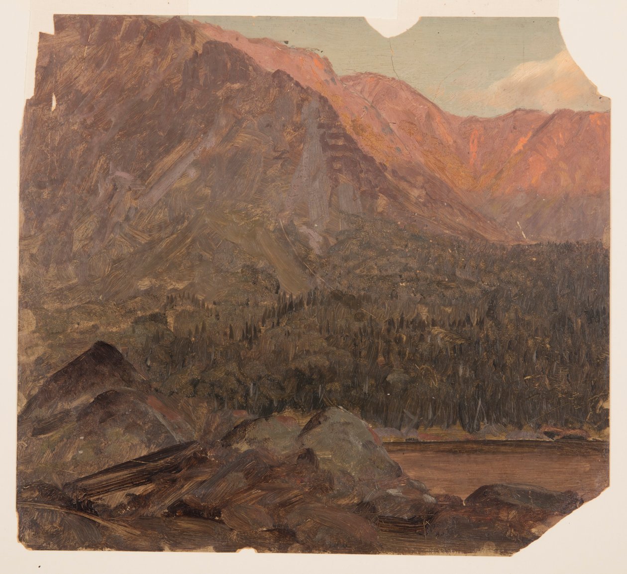 Teckning, Den stora Katahdin-bassängen, Maine, 1860-70 av Frederic Edwin Church