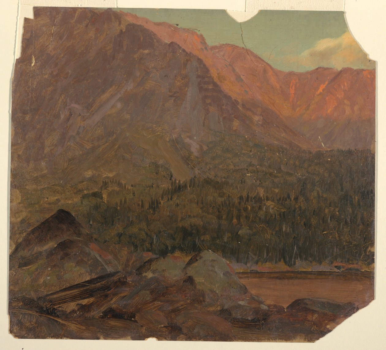 Teckning, Den stora Katahdin-bassängen, Maine, 1860-70 av Frederic Edwin Church