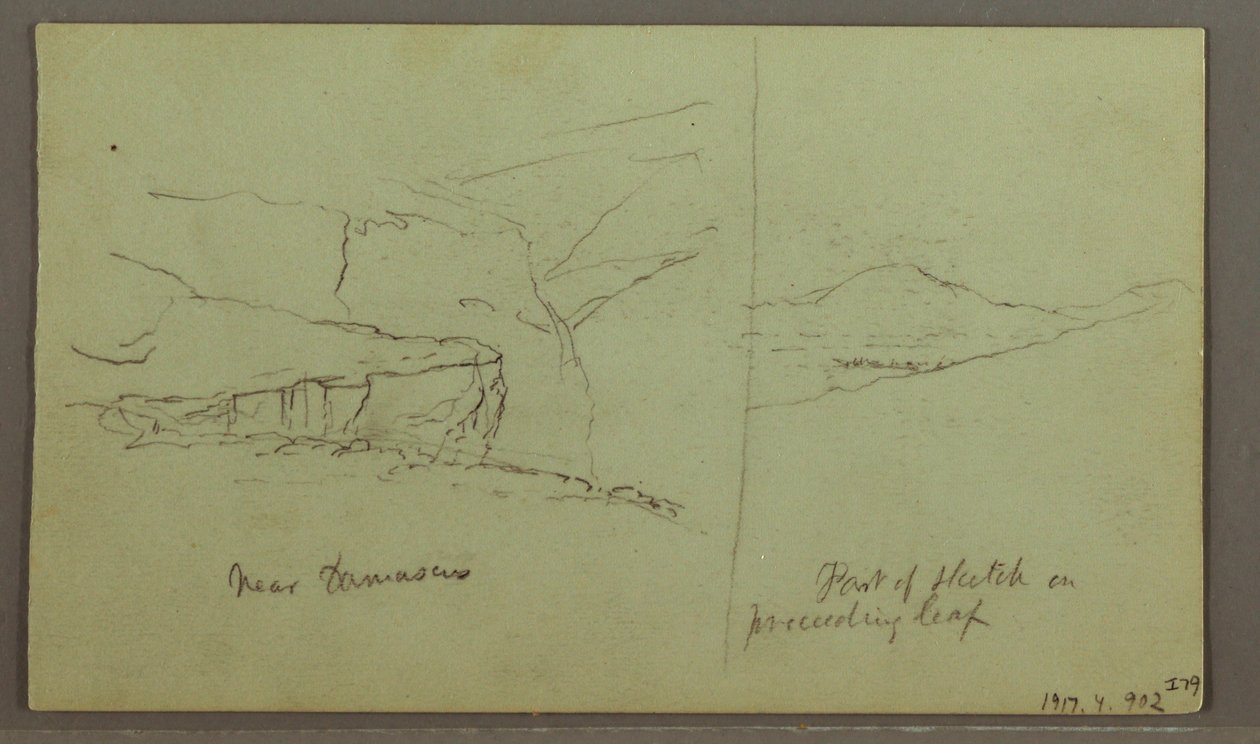 Ritning, Grav på en kulle, tre minareter, 1 maj 1868 av Frederic Edwin Church