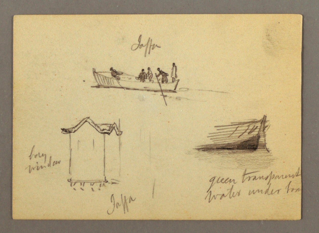 Teckning, Tolv figurskisser, Joffa, Palestina, 1868 av Frederic Edwin Church