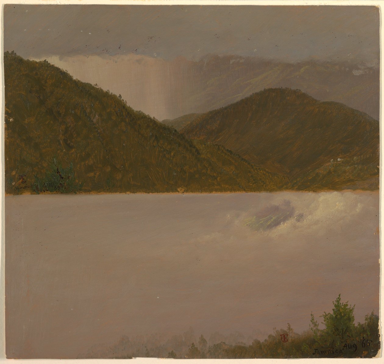 Teckning, Två moln- och bergstoppsstudier, augusti 1865 av Frederic Edwin Church