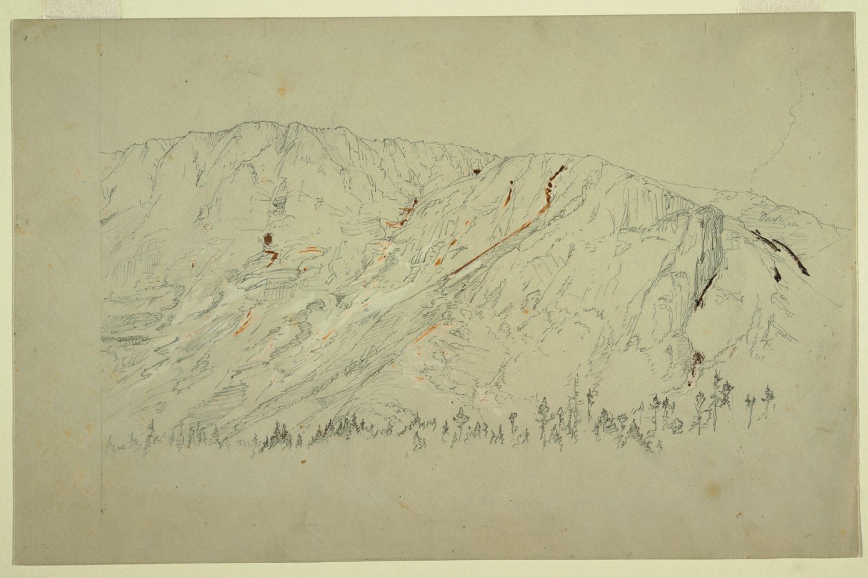 Teckning, övre delen av Great Basin, Mt. Katahdin, september 1877 av Frederic Edwin Church