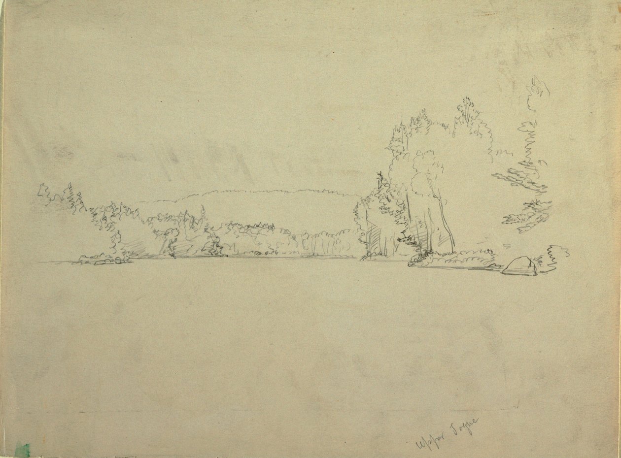 Teckning, Upper Togue Lake, ca 1885 av Frederic Edwin Church