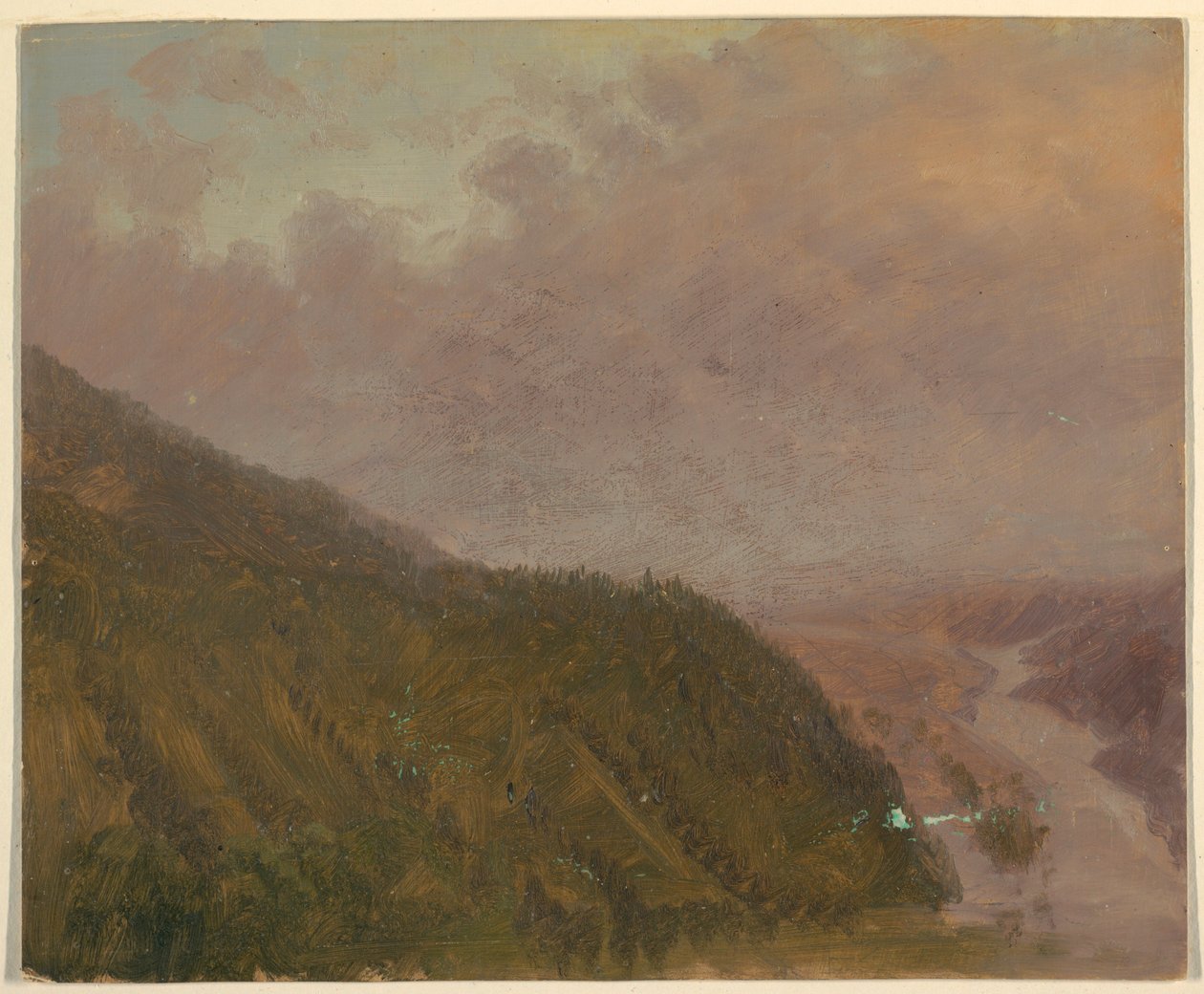 Teckning, Dal från toppen av en hög kulle (Europa), 1860-70 av Frederic Edwin Church