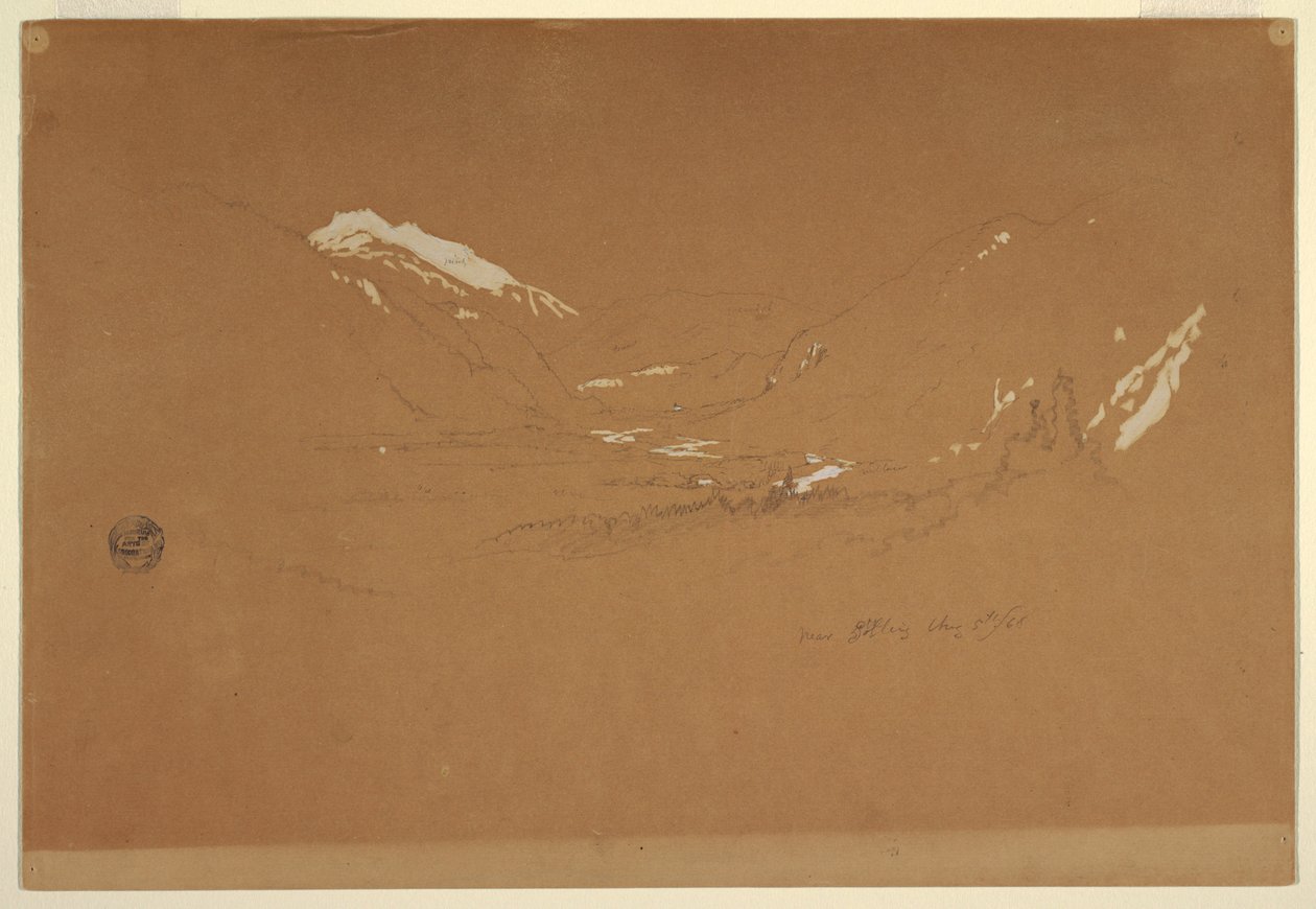 Ritning, dalen "nära Golling", Österrike, 5 augusti 1868 av Frederic Edwin Church