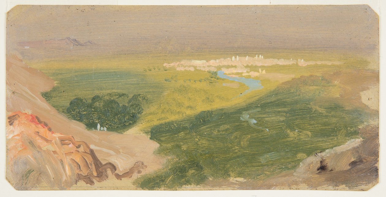 Teckning, Vy mot Damaskus, Syrien, 24 april-16 maj 1868 av Frederic Edwin Church