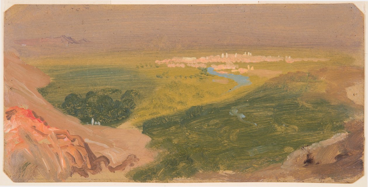 Teckning, Vy mot Damaskus, Syrien, 24 april-16 maj 1868 av Frederic Edwin Church