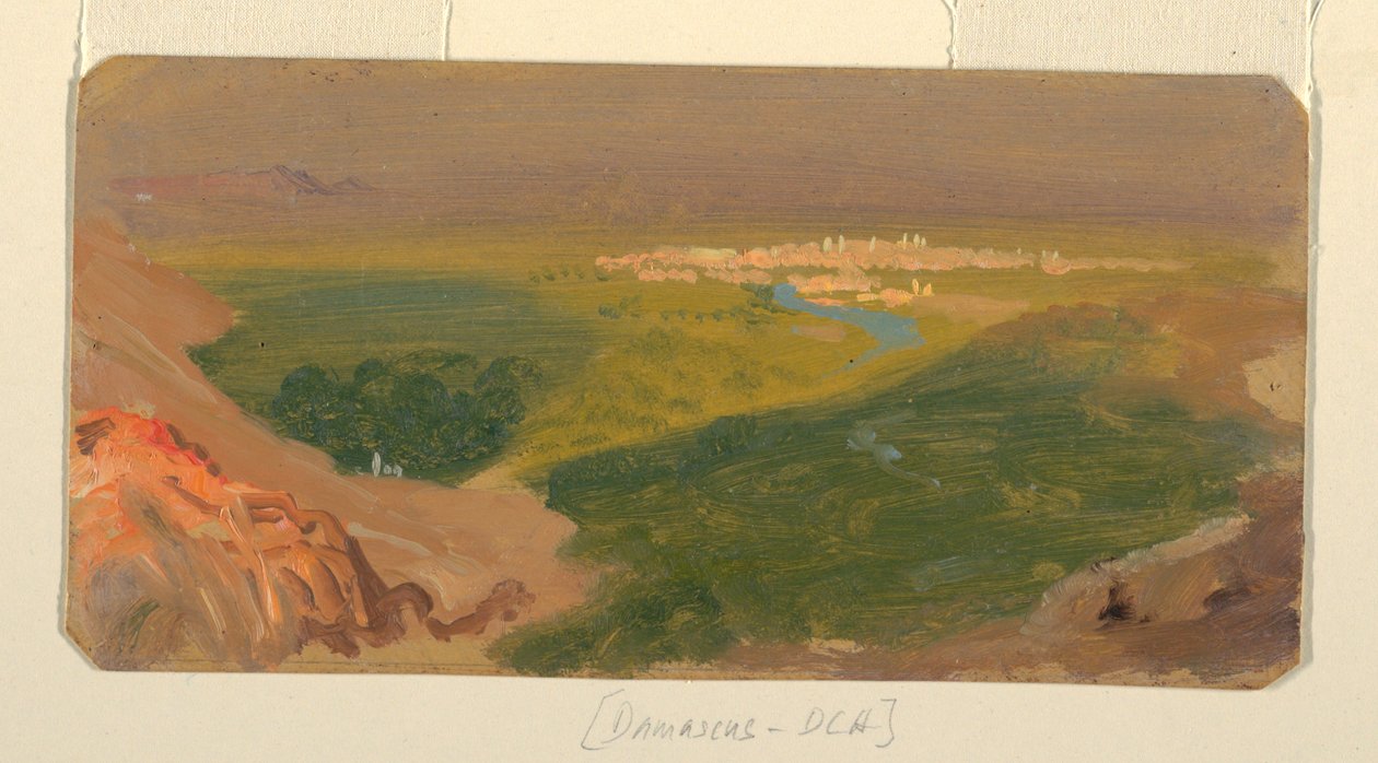 Teckning, Vy mot Damaskus, Syrien, 24 april-16 maj 1868 av Frederic Edwin Church