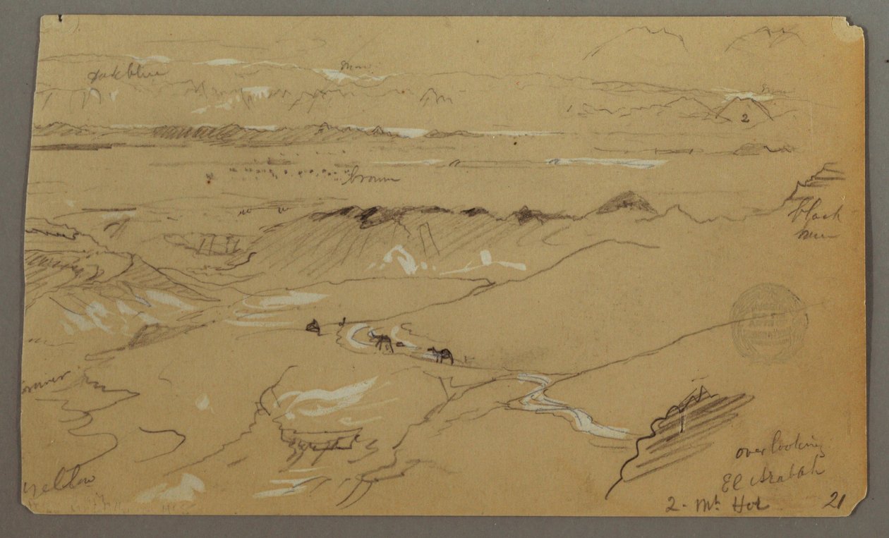 Teckning, Vy över Wady el-Arabah, 20 februari 1868 av Frederic Edwin Church