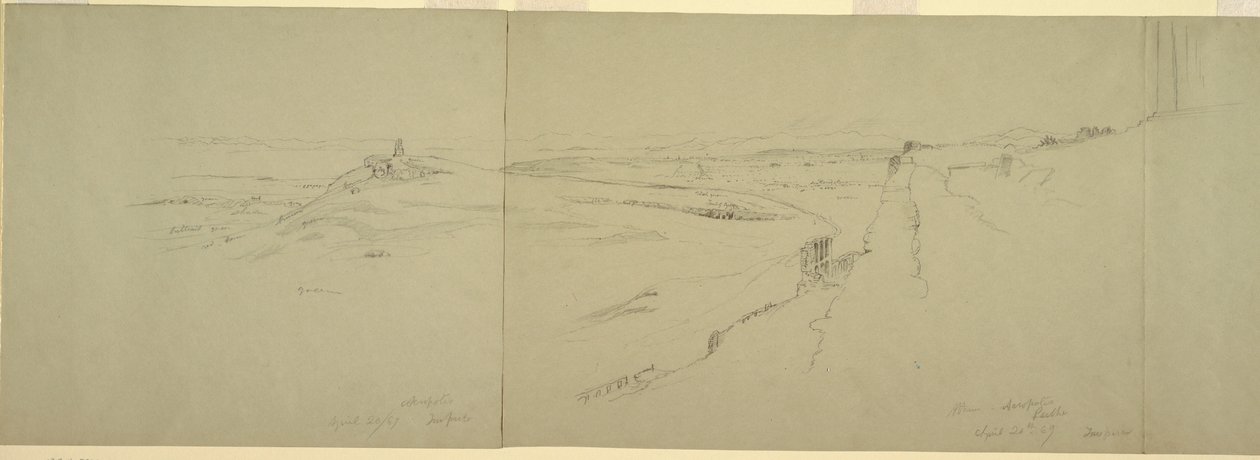 Teckning, Utsikt från Akropolis, 1869 av Frederic Edwin Church
