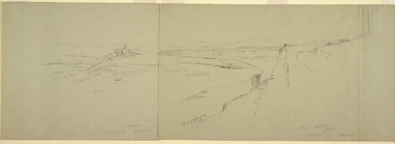 Teckning, Utsikt från Akropolis, 1869 av Frederic Edwin Church