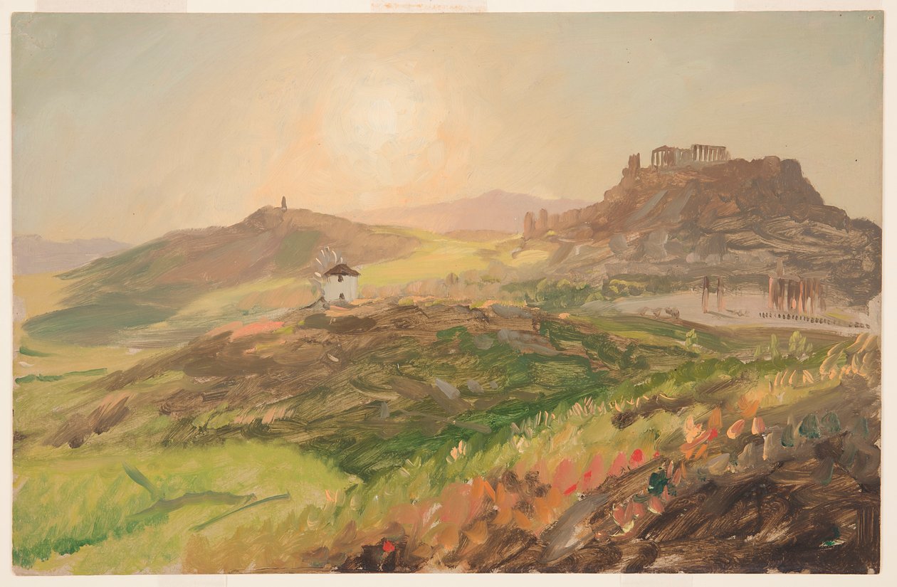Teckning, utsikt över Akropolis, Aten, april 1869 av Frederic Edwin Church