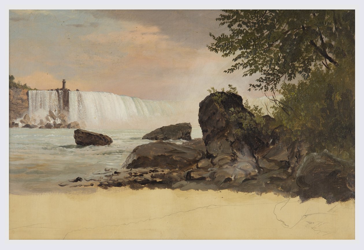 Teckning, Vy över Canadian Falls och Goat Island, september eller oktober 1856 av Frederic Edwin Church