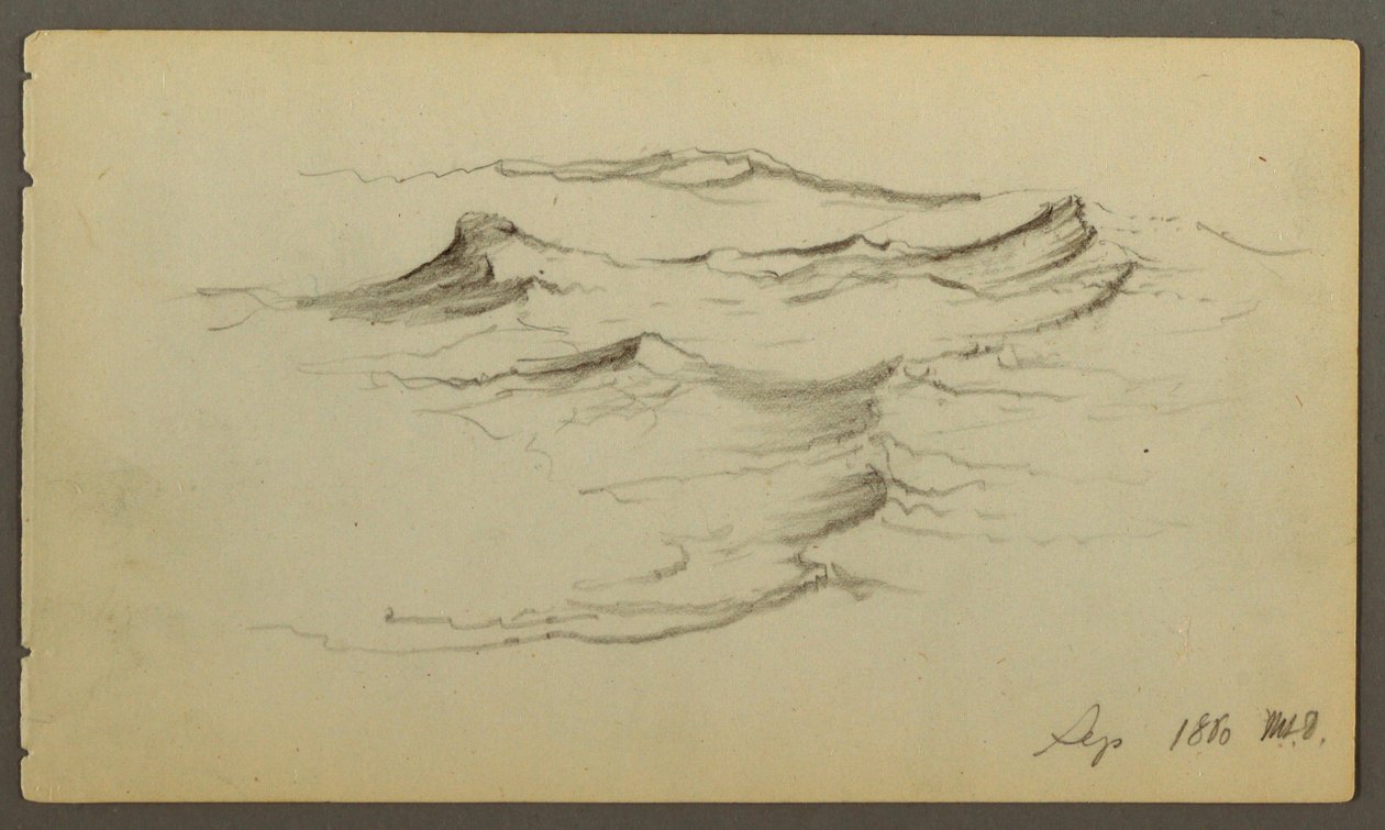 Teckning, Vågor, 1860 av Frederic Edwin Church