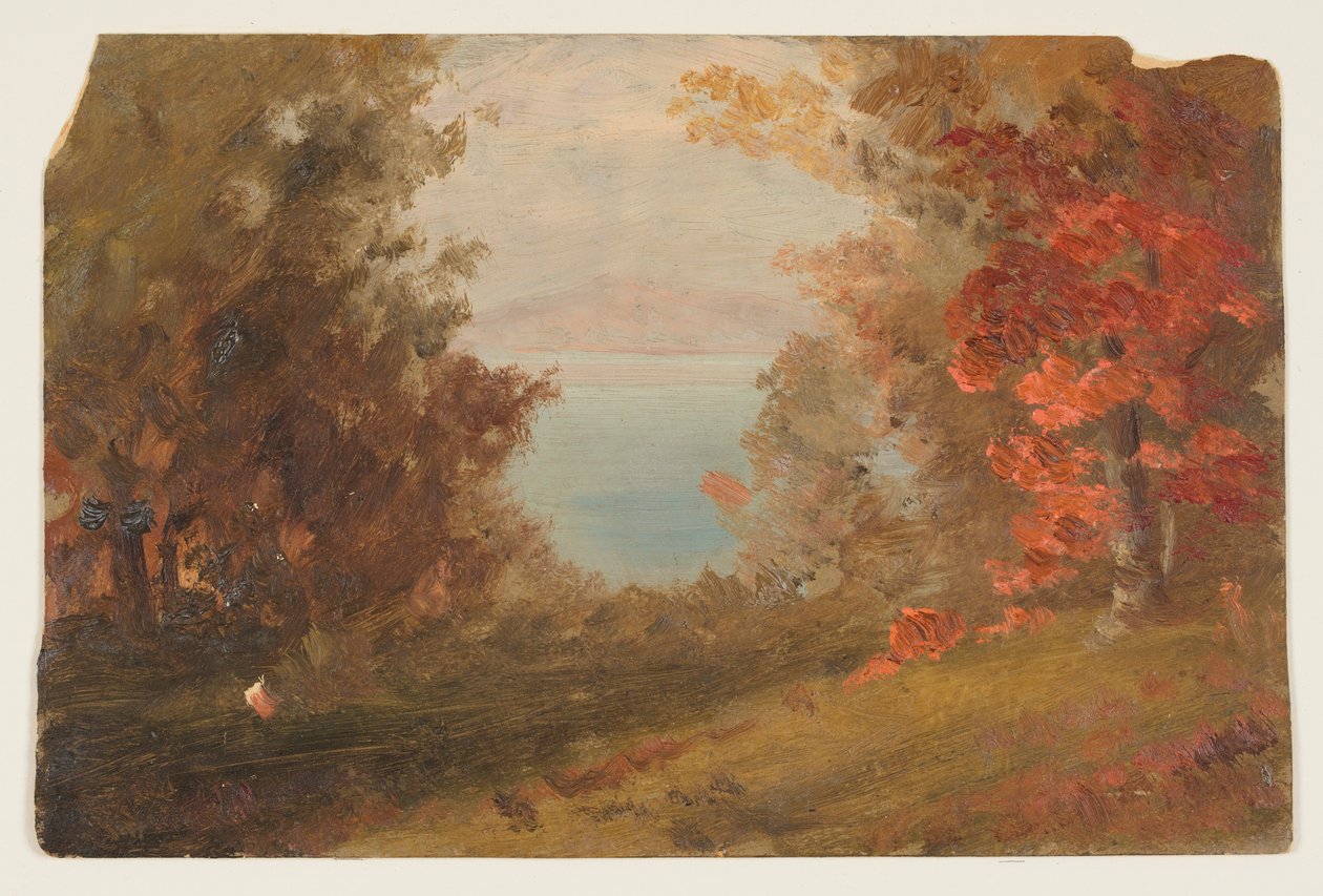 Teckning, skogsscen på hösten (Hudson, New York eller Maine), 1860-70 av Frederic Edwin Church