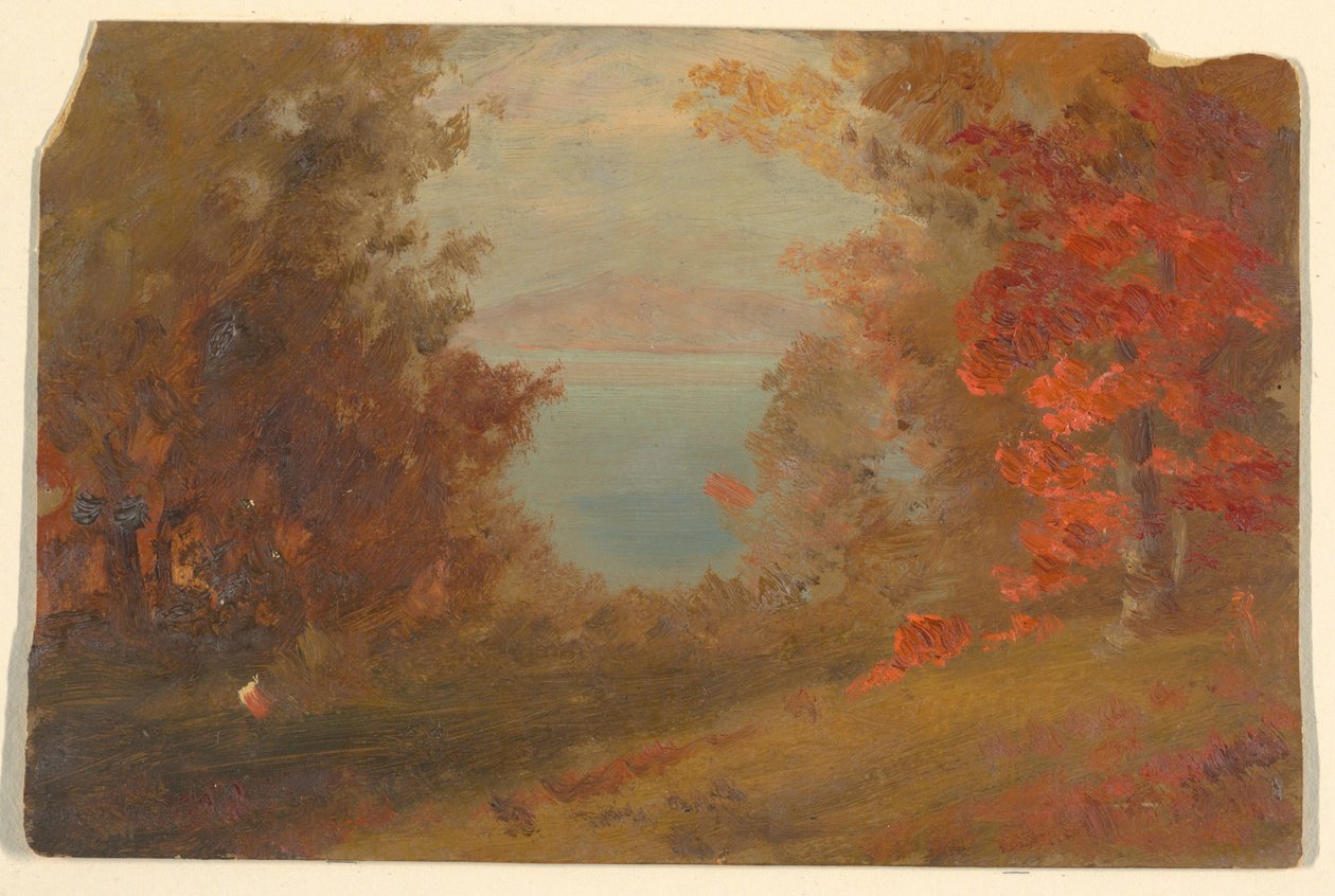 Teckning, skogsscen på hösten (Hudson, New York eller Maine), 1860-70 av Frederic Edwin Church