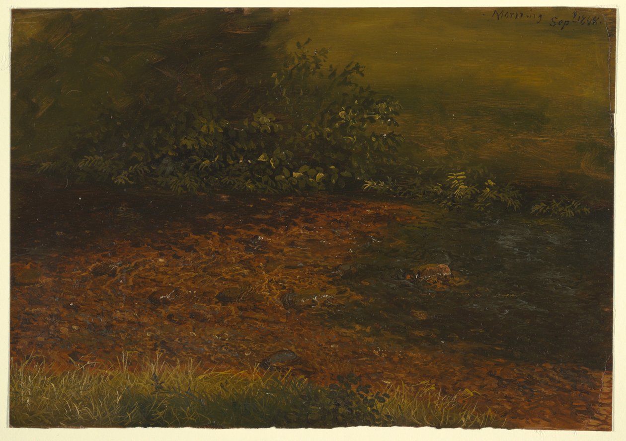 Teckning, Skogsbäck i Catskills, september 1848 av Frederic Edwin Church