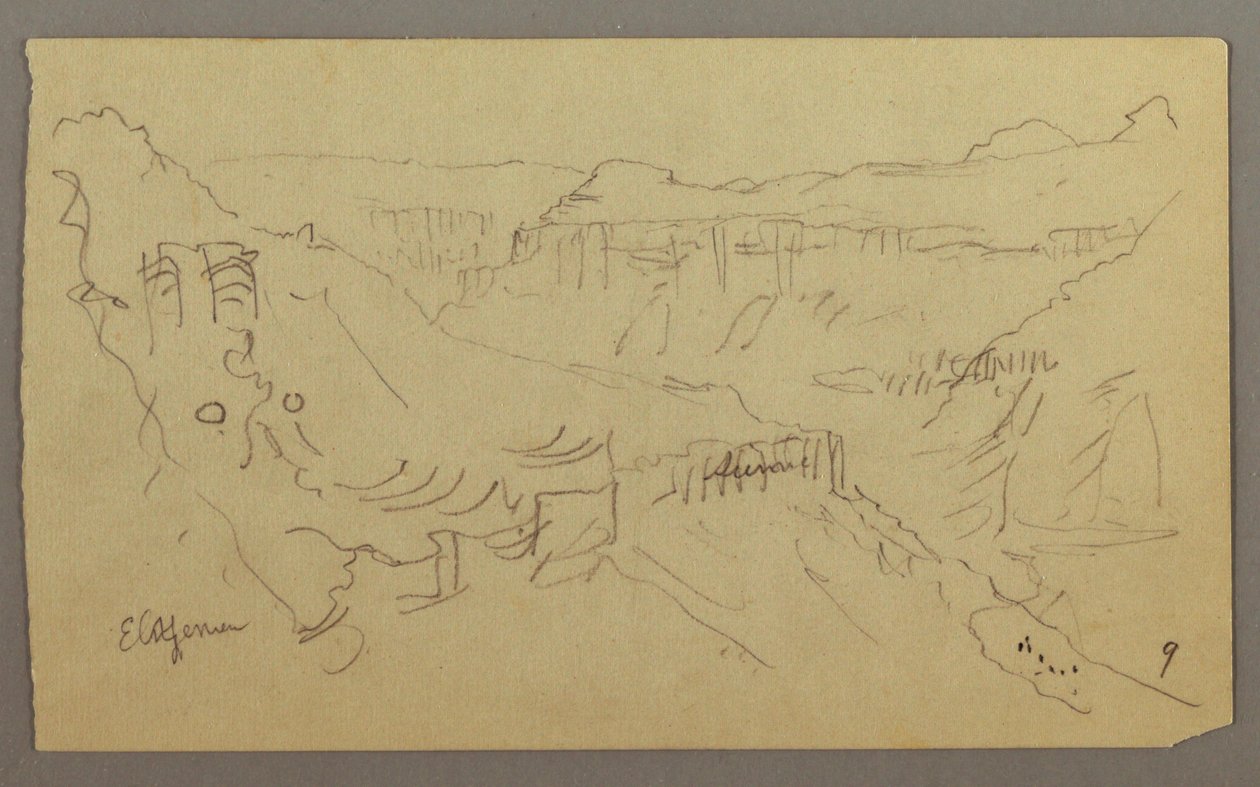 El Yemen Valley, Arabien: Utsikt över Winding Valley med en husvagn av Frederic Edwin Church
