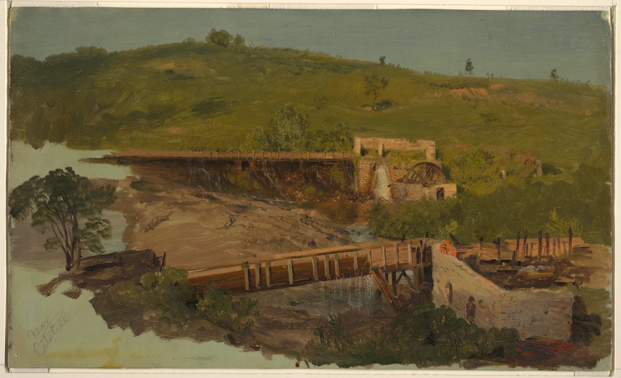 Kulle med viadukter och ruinerade kvarnar, nära Catskill, New York av Frederic Edwin Church