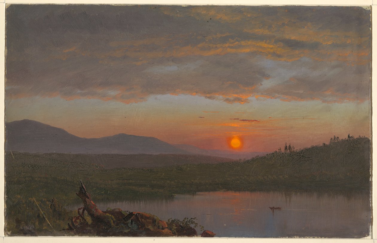 Hudson Valley, New York vid solnedgången av Frederic Edwin Church