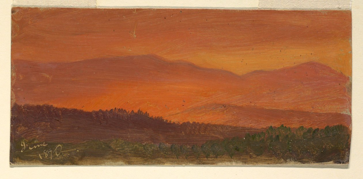 Hudson Valley och avlägsna berg vid solnedgången av Frederic Edwin Church