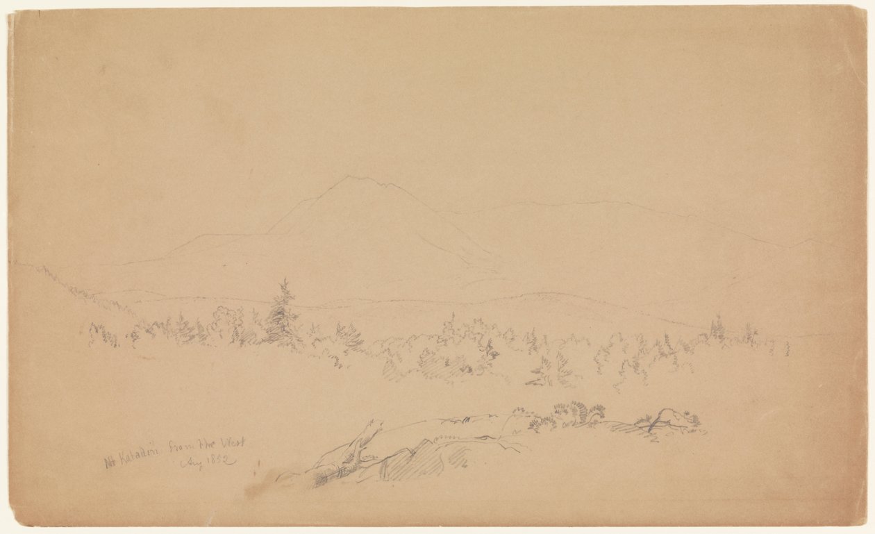 "Mount Katahdin från väster" [Ser västerut mot Mount Katahdin] av Frederic Edwin Church