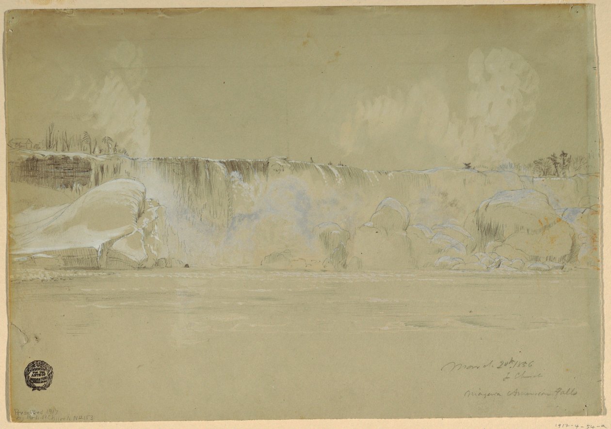 Niagarafallen i snö, från nordväst av Frederic Edwin Church