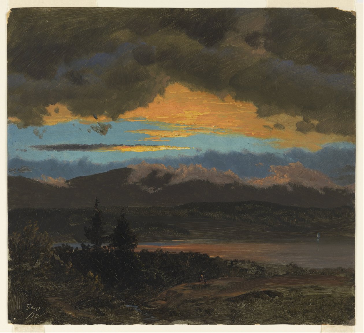 Solnedgång över Hudson Valley, New York av Frederic Edwin Church