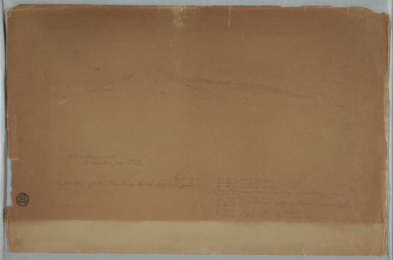 Chimborazo visas från Riobamba, Ecuador, 13 juli 1857 av Frederic Edwin Church