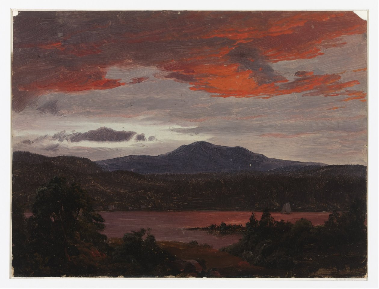 Turner Pond med Pomola Peak och Baxter Peak, Maine. av Frederic Edwin Church