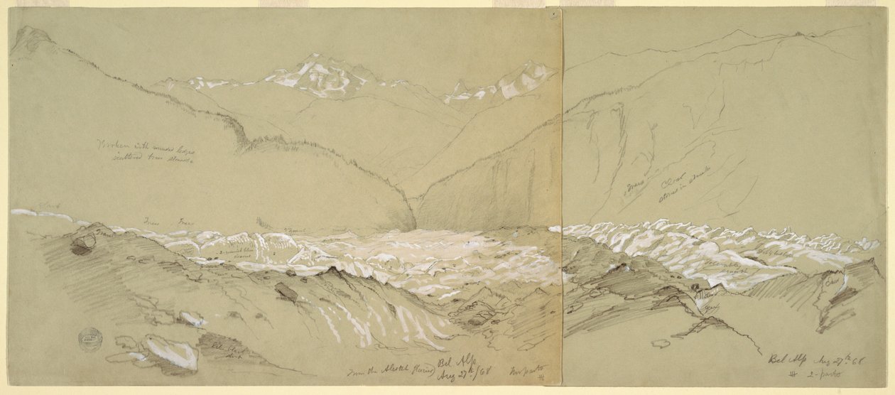 Övre Aletschglaciären med Great Fusshorn av Frederic Edwin Church