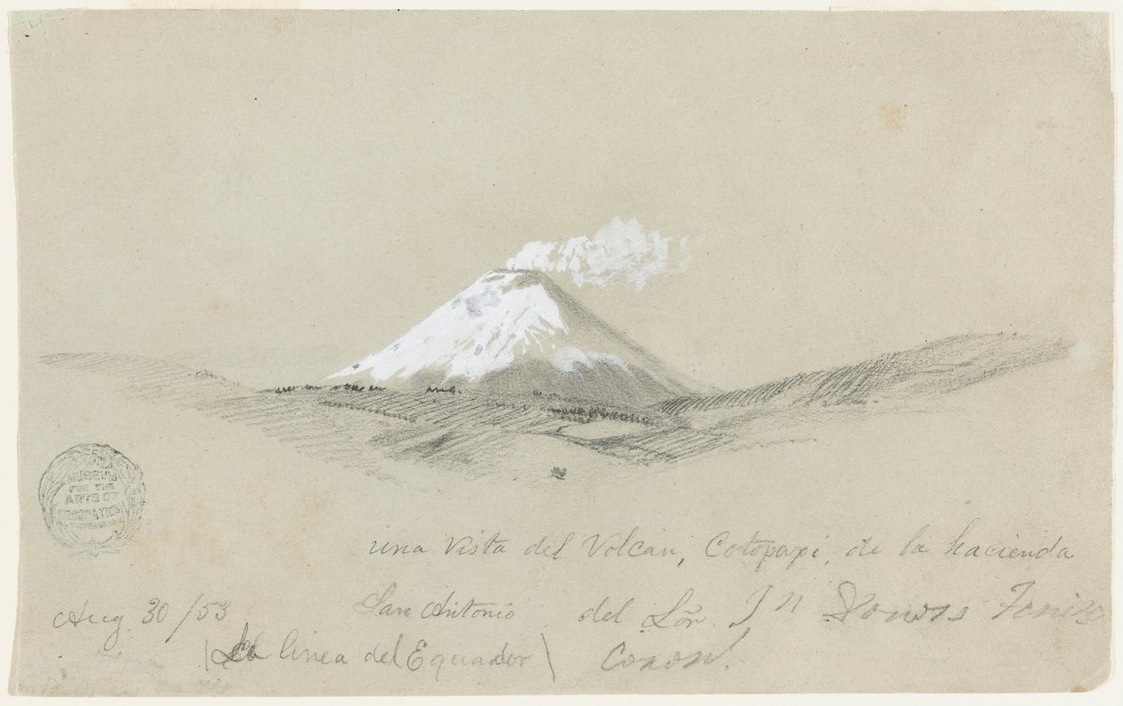 Vy över Cotapaxi från Hacienda San Antonio, Ecuador av Frederic Edwin Church