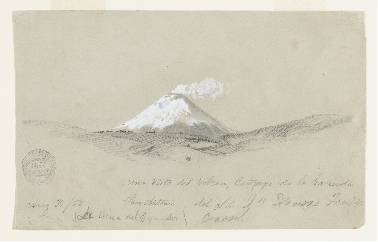 Utsikt över Cotapaxi från Hacienda San Antonio, Ecuador av Frederic Edwin Church