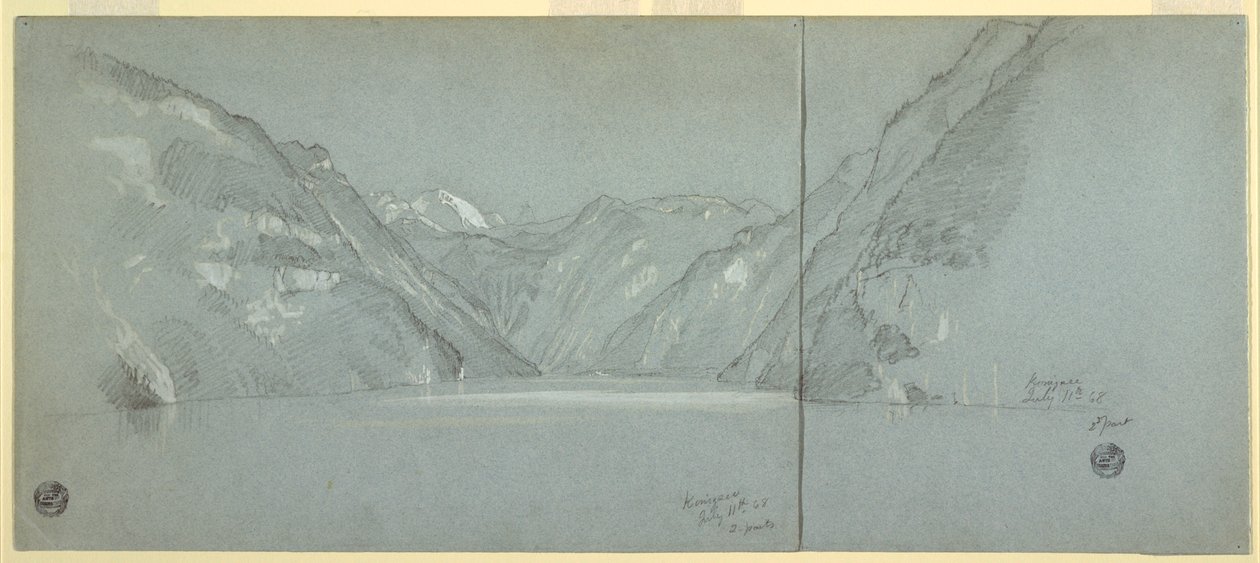 Utsikt över sjön Konigssee med Falkenstein, nära Berchtesgaden, Bayern, Tyskland, del 2 av Frederic Edwin Church