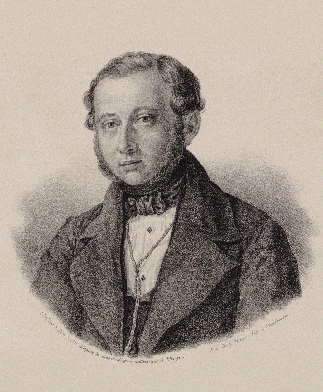 Porträtt av violinisten och kompositören Thomas Tagesbeck 1799-1867, 1837-1838. av Frederic Emile Simon